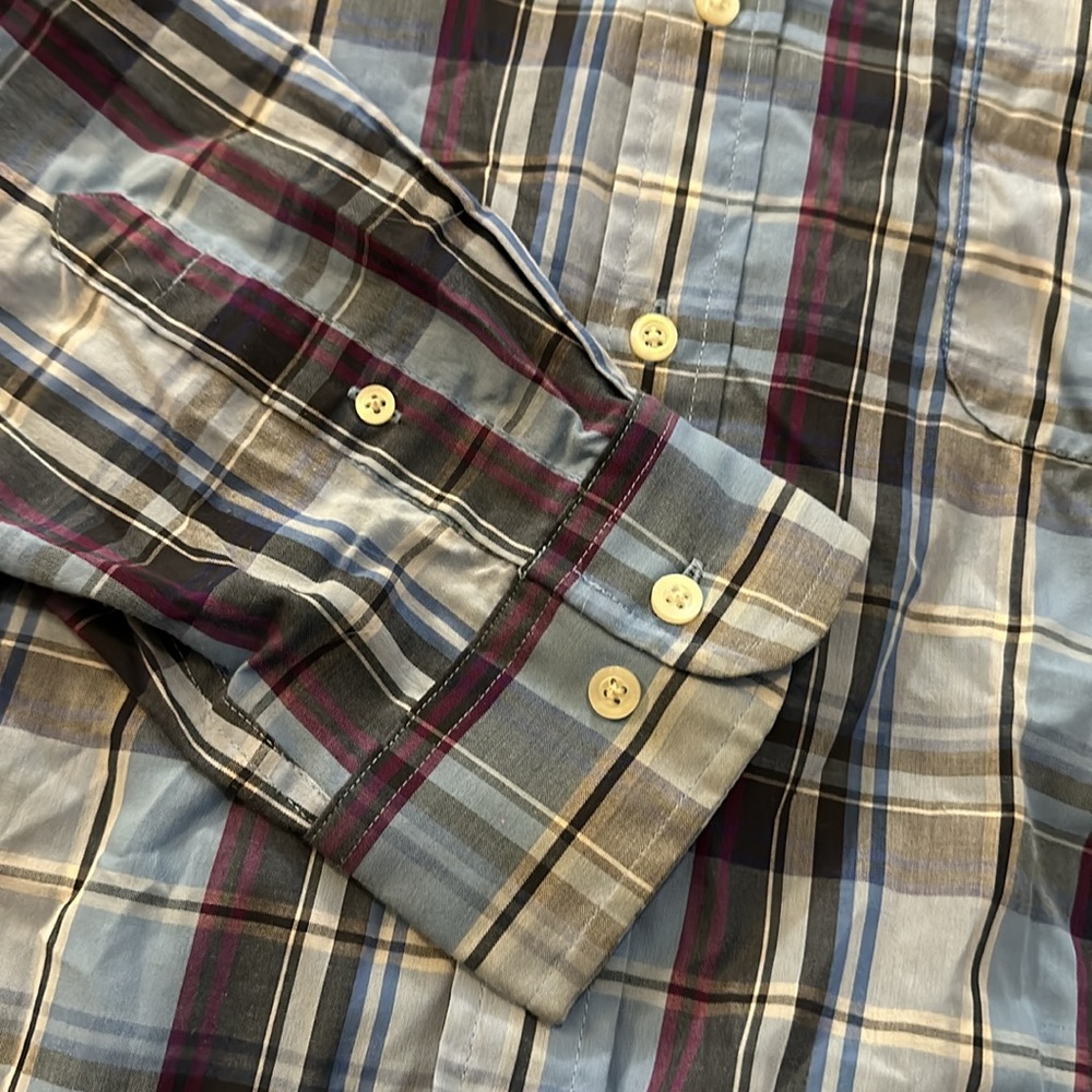 Saddlebred Blue White Purple Plaid Long Sleeve Button Down Mens Shirt XXL - Picture 5 of 13